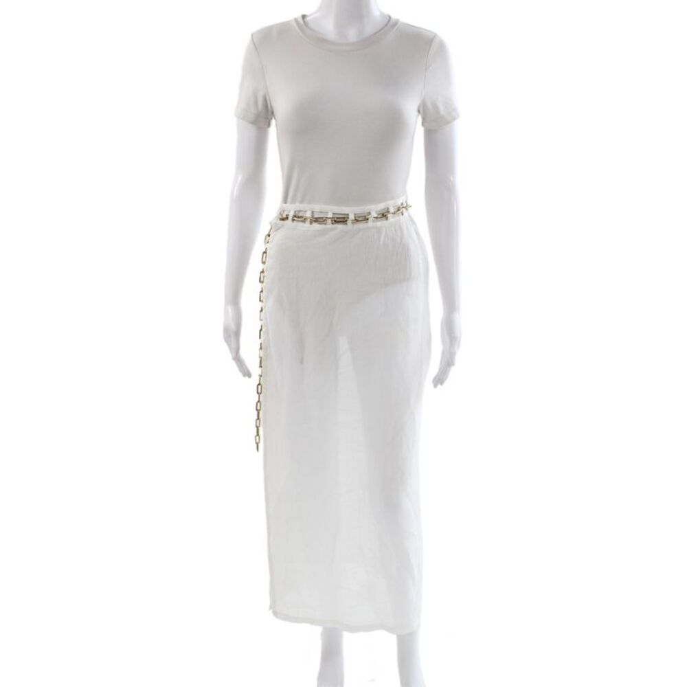 Moeva Womens White Maxi Skirt Viscose Pull On Beach Size M